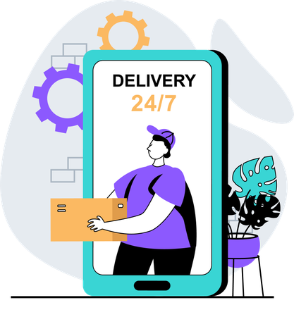 24 hour delivery service  Illustration