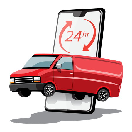 24 hour Delivery Service Illustration
