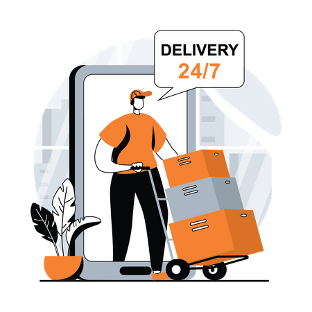 24 hour delivery service Illustration