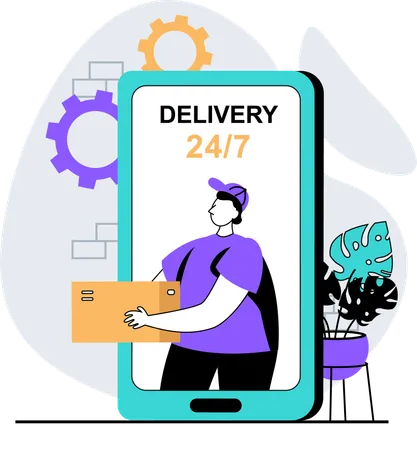 24 hour delivery service  Illustration