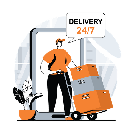 24 hour delivery service  Illustration