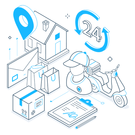 24 hour delivery service  Illustration