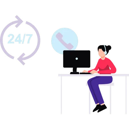 Customer Service Is Available 24 7 Illustration