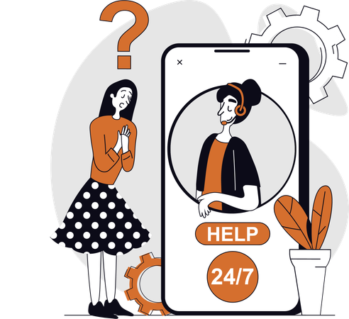 24 hours customer service available for customers  Illustration