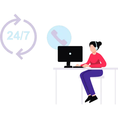 24 hours Customer service  Illustration