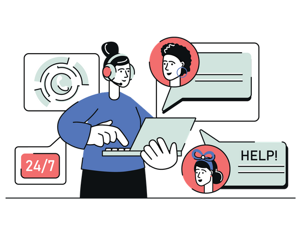 24 hours Customer Service  Illustration