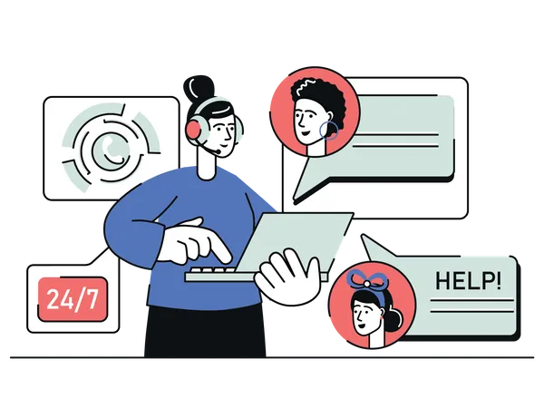 24 hours Customer Service  Illustration