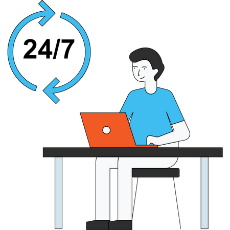 24 hours Customer service Illustration