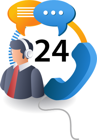 24 hours Customer support  Illustration