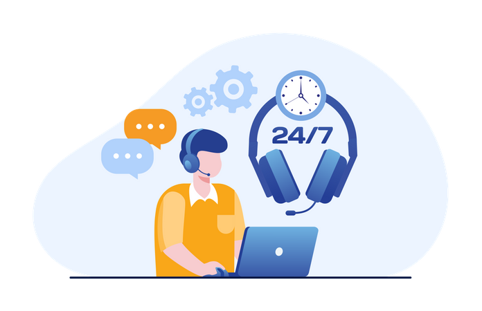 24 Hours Customer Support  Illustration