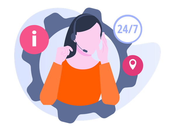 24 hours customer Support  Illustration