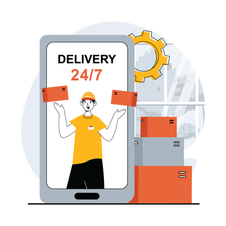 24 hours delivery service  Illustration
