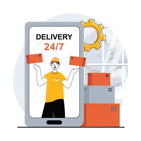 24 hours delivery service  Illustration