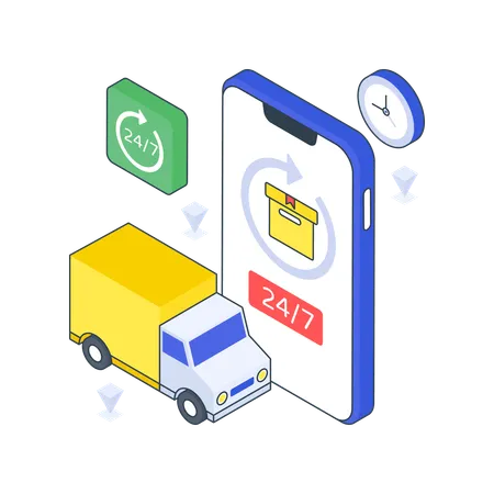 24 Hours Delivery Services  Illustration