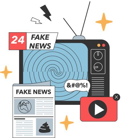 24 hours fake news  일러스트레이션