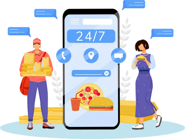 24 hours fast food delivery  Illustration