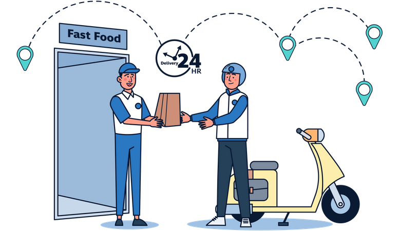 24 Hours Fast Food Delivery  Illustration