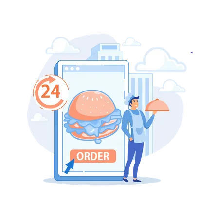 24 hours food service  Illustration