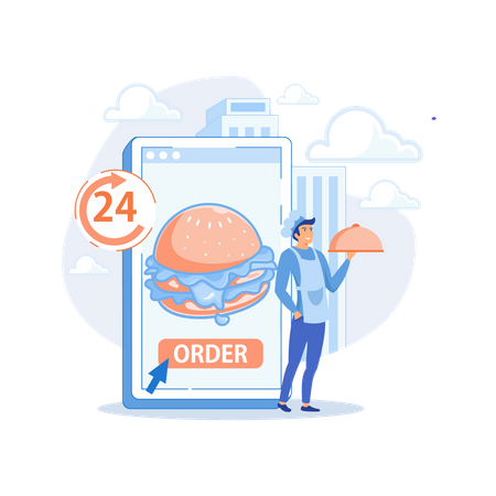 24 hours food service  Illustration