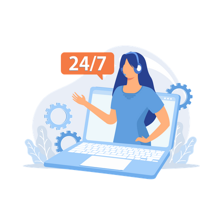 24 hours technical support Illustration