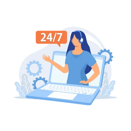 24 hours technical support Illustration