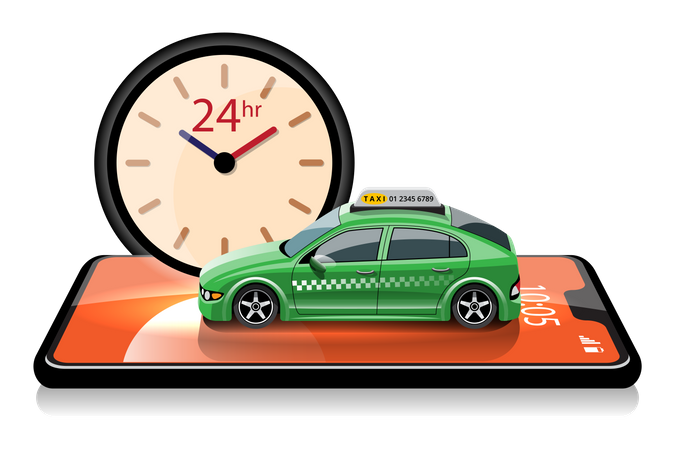 24 Stunden Taxiservice  Illustration