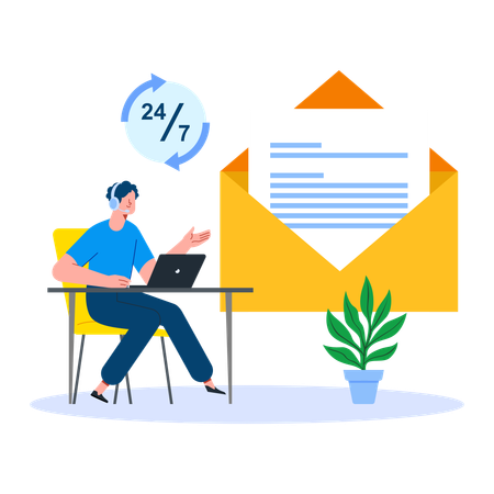 24/7 Email Support  Illustration