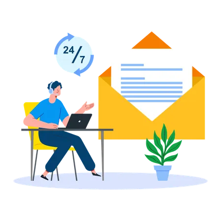 24/7 Email Support  Illustration