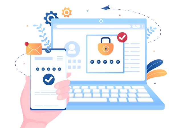 2 FA Two Steps Authentication Password Secure Notice Login Verification Or SMS With Code A Smartphone For Website In Flat Vector Illustration イラスト