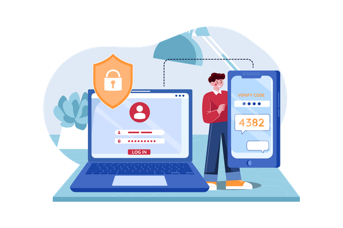 2FA Two Steps Authentication  Illustration