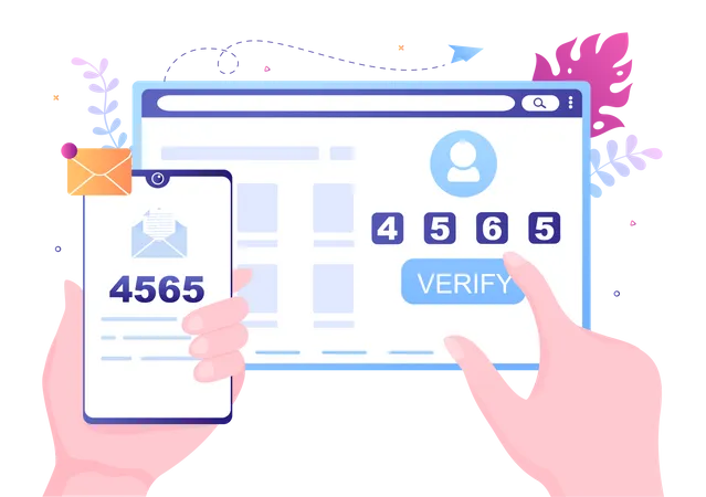 2 FA Two Steps Authentication Password Secure Notice Login Verification Or SMS With Code A Smartphone For Website In Flat Vector Illustration イラスト