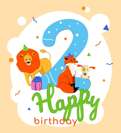 2nd birthday greeting card  Illustration