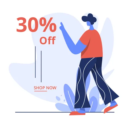 30% discount sale on online shopping Illustration