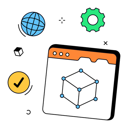 3d cube modeling in browser Illustration