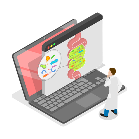 3D Isometric Flat Illustration of Digestive Tract Diseases. Item 2  Illustration