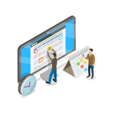 3D Isometric Flat Illustration of Schedule Planning. Item 1  Illustration