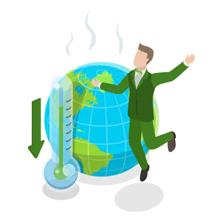 3D Isometric Flat Vector Illustration of Climate Change. Item 2  Illustration