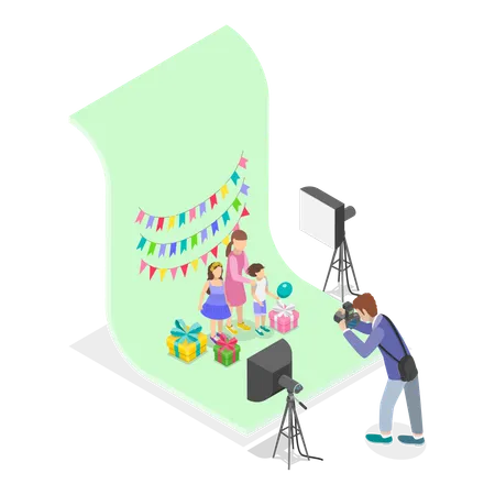 3D Isometric Flat Vector Illustration of Photo Studio. Item 5  Illustration