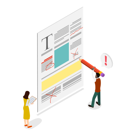 3D Isometric Flat Vector Illustration of Proofreading and Copywriting. Item 2  Illustration