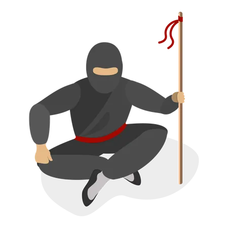 3D Isometric Flat Vector Set of Ninja Warriors. Item 6  Illustration