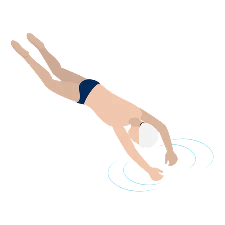 3D Isometric Flat Vector Set of Pool Swimmers. Item 6  Illustration