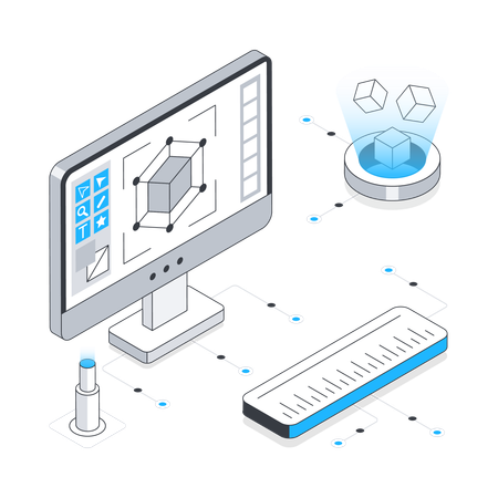 3d Modeling on computer  Illustration