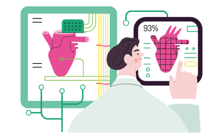 3D printer creating a human heart  Illustration