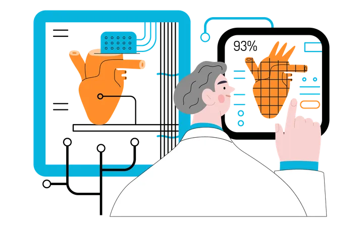 3D printer creating a human heart  Illustration