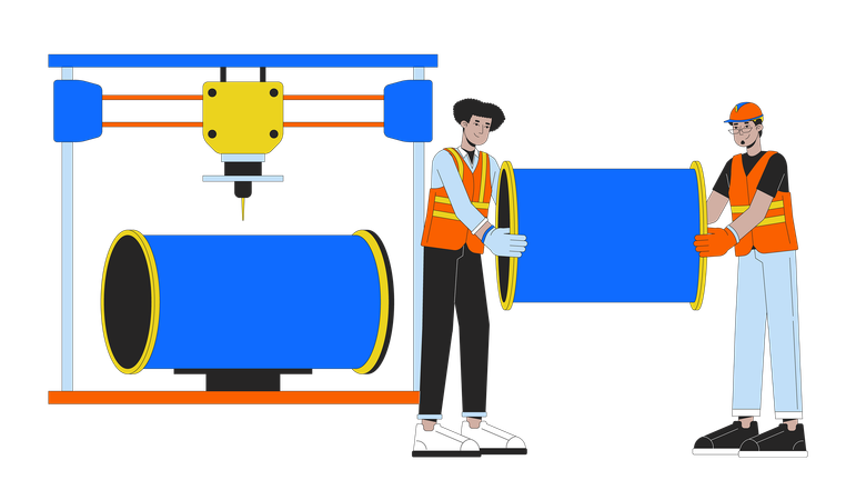 3D printing in metal pipe manufacturing  Illustration