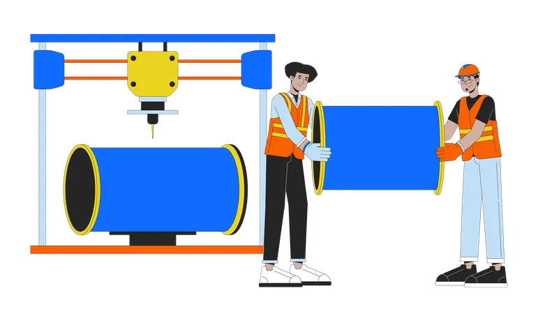 3D printing in metal pipe manufacturing  Illustration