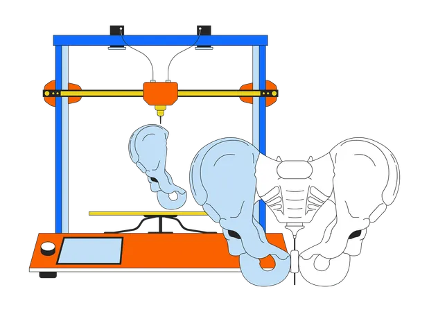 3D printing pelvis model  일러스트레이션