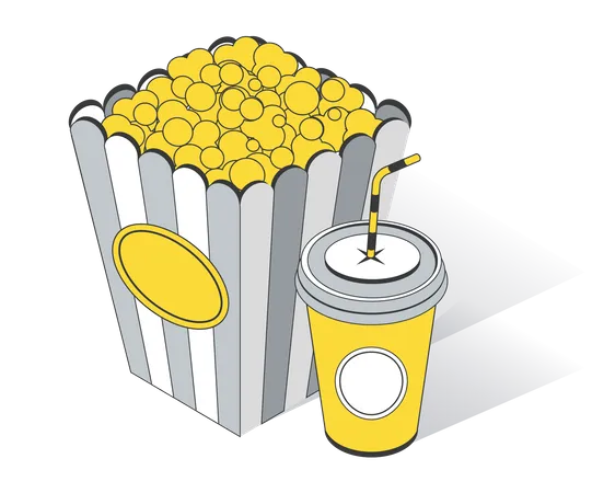 Popcorn And Drink Illustration