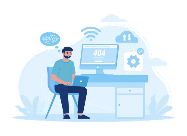 404 Error For Connection Trending Concept Flat Illustration Illustration
