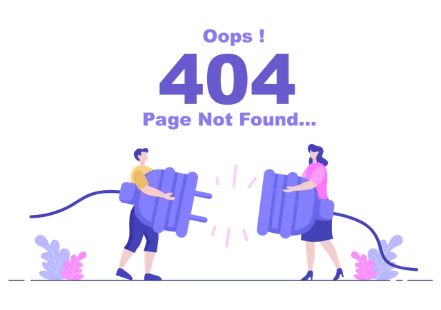 Error 404 Y Pagina No Encontrada Ilustracion Vectorial Problema De Conexion Perdida Senal De Advertencia O Averia Del Sitio Plantilla De Pagina De Destino Ilustración